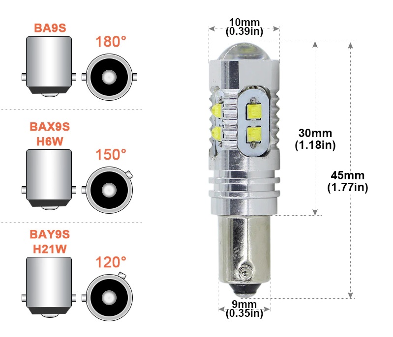 Led auto H21W H6W BA9S BAX9S BAY9S canbus