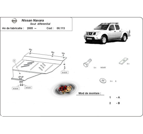 Scut metalic pentru diferential si cutia de viteze Nissan Navara 2005-
