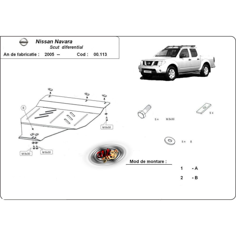 Scut metalic pentru diferential si cutia de viteze Nissan Navara 2005-