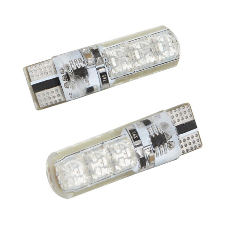 Set 2 becuri cu led T10 W5W 6 SMD 5050 cu telecomanda RGB