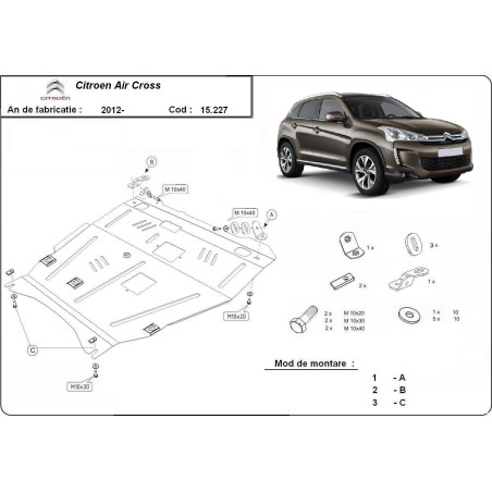 Scut metalic motor si cutia de viteze pentru Citroen C3