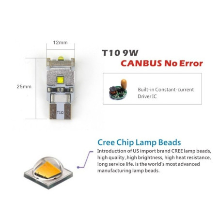 Led T10 W5W CANBUS No ERROR CREE Chip