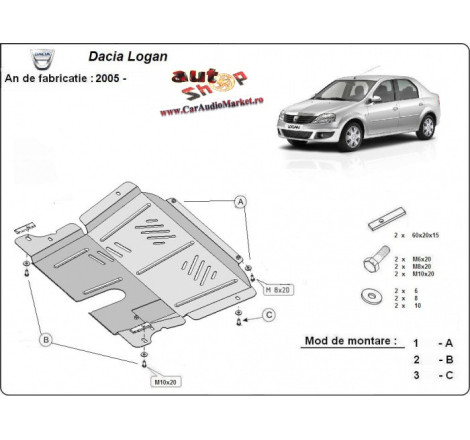 Scut metalic pentru motor si cutia de vitezeze Dacia Logan