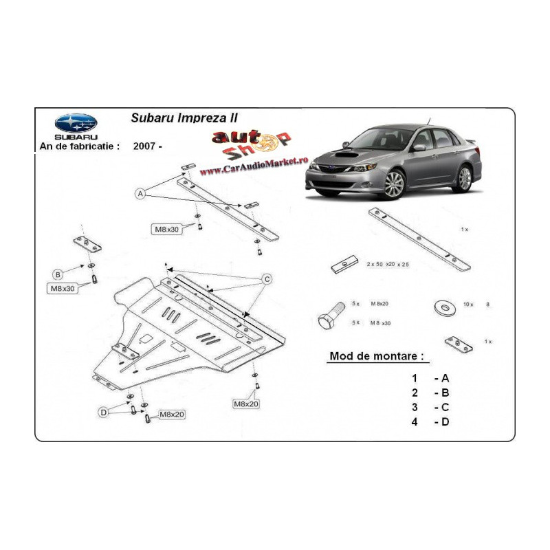 Scut metalic pentru motor si cutia de viteze Subaru Impreza dupa 2007- Diesel