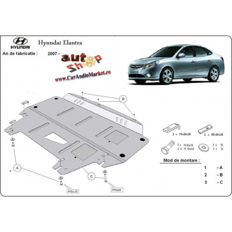 Scut metalic pentru motor si cutia de viteze Hyundai Elantra.
