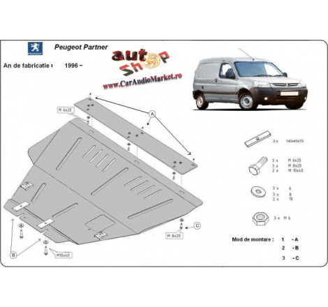 Scut metalic pentru motor si cutia de vitezeze Peugeot Partner I