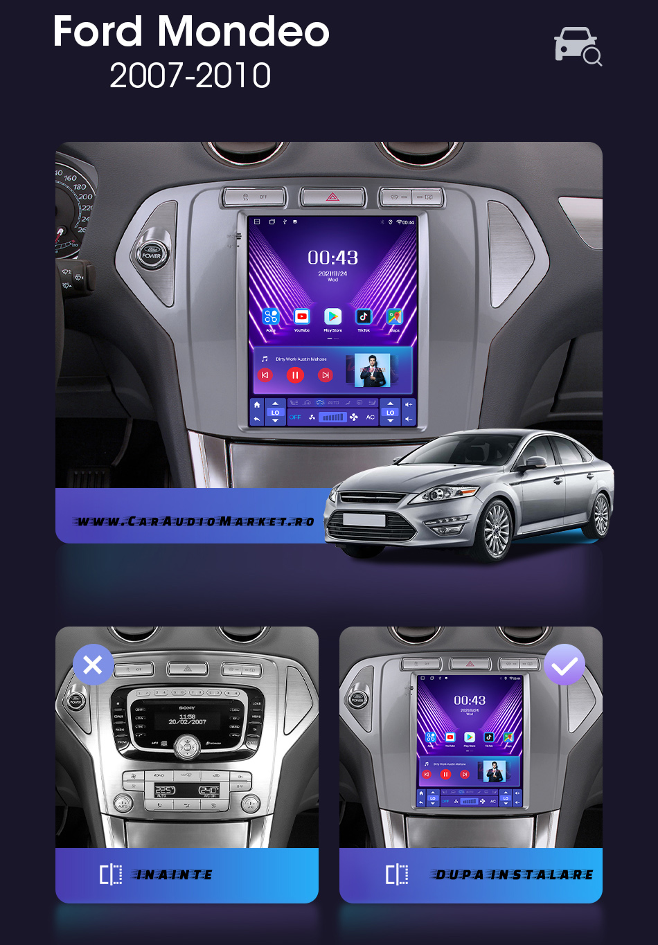 navigatie android tip tesla Ford Mondeo 2007 2008 2009 2010 2011 MONTATA